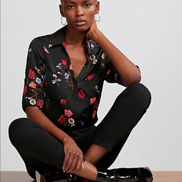 Express Slim Fit Satin Floral Portofino 